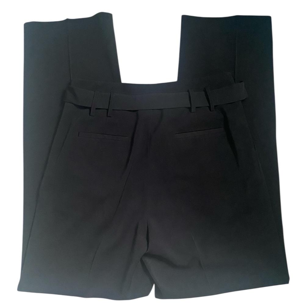 Paper Bag High Tie-Waist Straight Leg Black Pleated Front Trouser Pants Size 4 - Picture 5 of 6